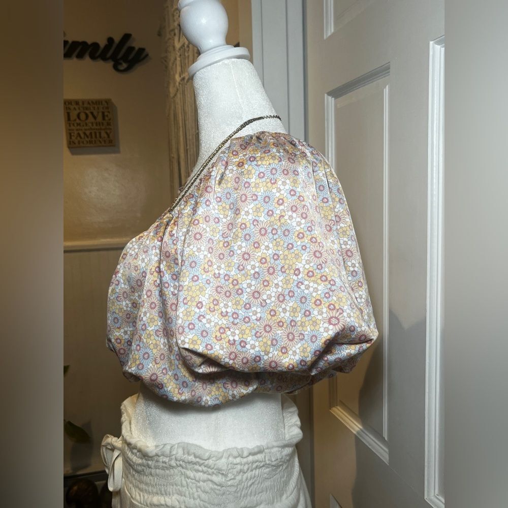 Zara Floral Print Balloon Sleeve Crop Top Size Small 70’s style - Picture 7 of 9